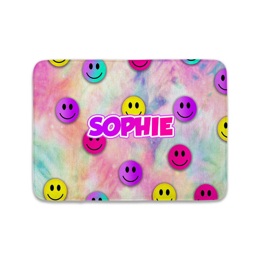 PERSONALIZED FLOOR MAT-TIE DYE SMILES
